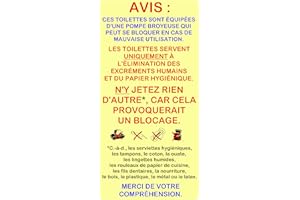 TOMSTRAD Paire d’étiquettes/autocollants d'avertissement étanches pour les broyeurs dans les toilettes. Compatible avec les produits Saniflo. (4)