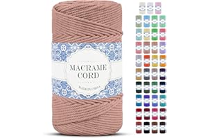 Uiopa Cuerda Macrame 4mm x 200m Hilo Macrame Grueso Cuerda de Algodon Natural Suave de 4 Hilos, Cordel Algodón para DIY Manualidades Tapices de Pared Cortina Colgador de Plantas (Rojo Ladrillo)