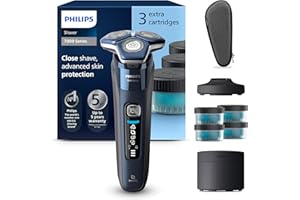 Philips Rasoir électrique Série 7000 pour homme Wet & Dry avec tondeuse rétractable, socle de charge, coffret de voyage et 4 cartouches Quick Clean (modèle S7885/63)