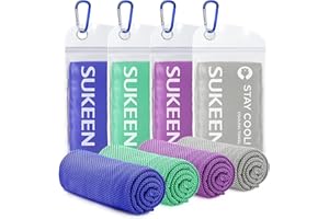 Sukeen Cooling Towel, Cooling Towels 4 pack, Stay Cool Ice Towel, Cooling Towels for Neck, Cold Towel, Gym Towel Men Women (4pcs, Royal Blue/Dark Green/Purple/Gray)