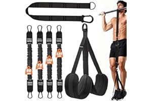 ‎FITENSE Fitense Klimmzughilfebänder, Hochleistungs Klimmzug-Widerstandsbänder 50-350lbs mit verstellbarem Widerstand und Höhe mit Fußstützpedalen, Hilfsbänder für Klimmzüge, Pull Up Klimmzug Resistance Bands