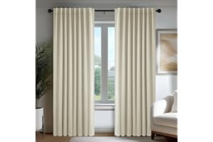 Deconovo Tende Oscuranti per Interni 140x260 cm, 2 Pezzi, Beige Chiaro - Termiche Isolanti e Moderne con 3 Modi di Montaggio - Ideali per Finestre Camera da Letto e Soggiorno