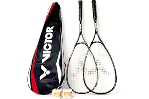 ‎BONMAC VICTOR Squashset: 2X VICTOR Squashschläger Magan Core Black Deluxe Edition + 2 Squashbälle + 1 Schlägertasche; erhältlich áuch als Einzelschläger