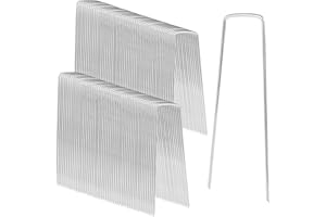 DUBUOZA Piquets de Jardin,Piquets de Fixation en Acier Galvanisé Forme de U,150x40mm Ø 3mm,Piquet de Tente, pour Le Jardin, Le Paillis et Le Gazon Artificiel,pour tissus de contrôle des mauvaises herbes (100)