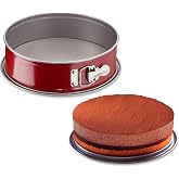 TEFAL Delibake, Round Cake Mould 25 cm, Easy Disassembly, Red | Detachable round shape and large bottom, Non-stick coating, C
