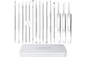 Mitesserentferner Komedonenquetscher Set, IUMAKEVP 15 Stücke Hochwertiger Blackhead Remover aus Edelstahl von Mitessern und Pickeln im Gesicht, Pickel Ausdrücken Werkzeug mit Metallgehäuse (Silber)