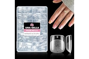 UNA GELLA Tips für Gelnägel Extra Kurze Quadrat, 216 Stück 12 Größen Nailtips Pre-shape Press on Nails Square Soft Gel Tips Full Cover Acryl Falsche Nägel für Home DIY Salon