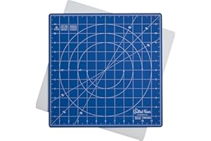 The Quilted Bear Rotating Cutting Mat/Craft Mat 30.5 x 30.5 cm, Self-Healing and 360° Rotation, Innovative Locking Design, Non-Slip Backing, with 30/45/60 Degree Markings (Blue)