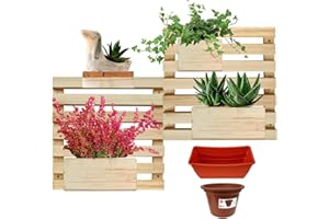 EPOCH GARDEN Jardín Vertical, Maceteros Decorativos Macetas Colgantes Interior y Exterior de Madera Grande para Pared Desplazables con 4 Pisos para Terraza Balcón Oficina Tienda (1 A Juego Completo Madera)