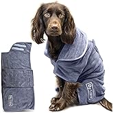 By Lola® - Dog Drying Coat and Robe, Fast-Drying Super Absorbent Pet Towelling Gown - Grey (Medium)