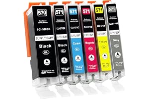 Supply Guy 6 XL bläckpatroner met chip kompatibel med Canon PGI-570 CLI-571 för Pixma MG7700 MG7750 MG7751 MG7752 MG7753 TS80