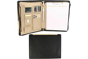 BLU MONACO Vegan Leather Portfolio Binder for Women - Professional Padfolio with Gold Trim, Business Case for Documents