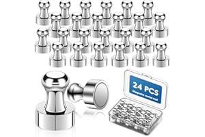 Kimsky 24 Stück Magnet für Magnettafel– Magnete Stark mit Aufbewahrungsbox Kegelmagnete Neodym Magnet Extra Stark, Mini Magnete mit Griff für Magnettafel/Whiteboard/Kühlschrank/Büro, Silber