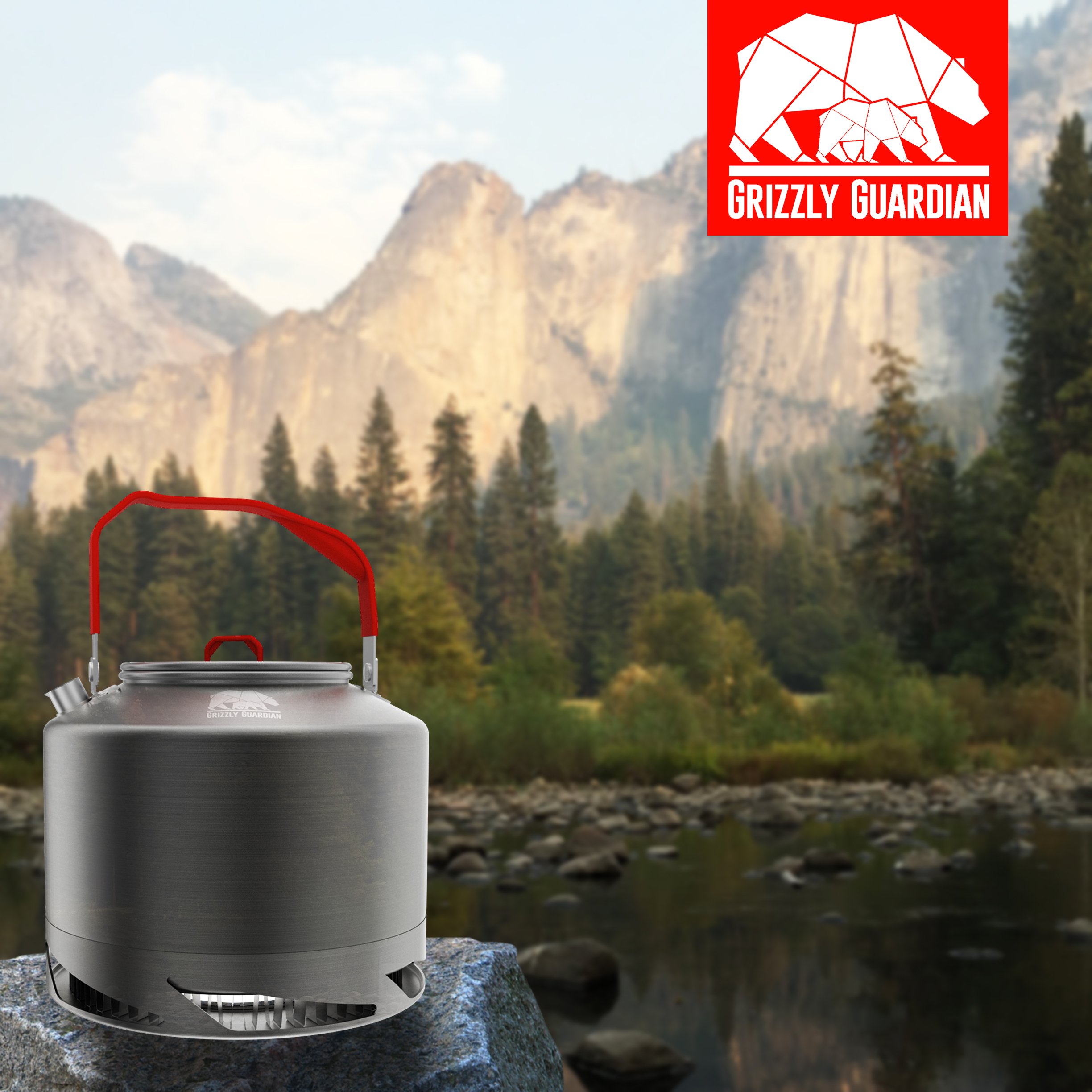 Grizzly Guardian® CAMPING/FISHING KETTLE, Durable, 1.5L Anodised
