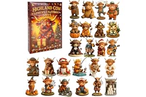 QBEJIME Highland Cow Advent Calendar 2025 For Kids & Women, 24 Days Advent Calendars, Highland Cow Gifts Christmas Countdown Calendar, For Adults, Men,Boys, Cow Lovers, Fans, Colleagues, Friends