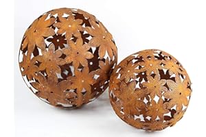 Bornhöft Boule décorative pour le jardin - En métal - Fer - Rouille - 30 cm + 40 cm