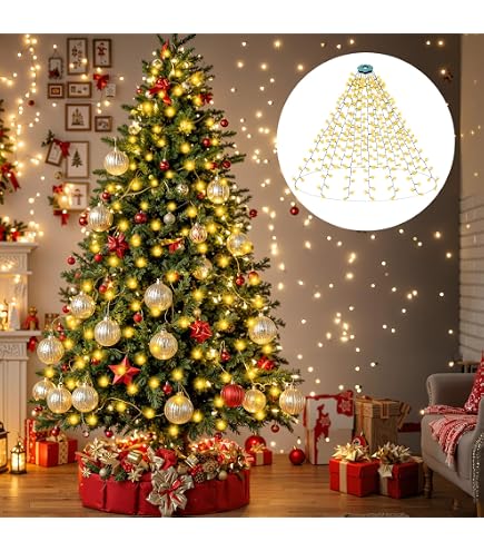 KICLBD Ghirlanda Di Luci Per Albero Di Natale A 400 LED - Anello Luminoso Con 8 Modalità E Impermeabile IP55 - 4
