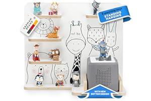 stadtecken wooden shelf for music box I Suitable for the Toniebox and Tonies I Perfect Tonie storage in the children's room I For standing up or hanging up (Friends, with narrow bottom)
