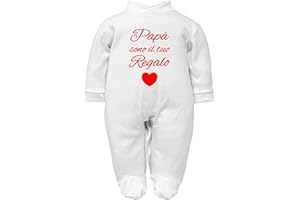 CORREDINO NEONATO Body neonato frase papà mamma sono il tuo regalo, per compleanno, nascita e annuncio in manica lunga e corta colore bianco, blu e rosso
