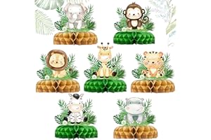 AUNGKWANG 7 Stück Wabenbälle Tischdeko, Dschungel Tier Geburtstagsdekorationen, Dschungel Themed Partei Dekorationen, Kindergeburtstage Party Tischdeko, Bienenwabe Mittelstücke Geburtstag für Kinder