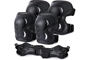 TANZDUNSJE Protection Enfant Adulte Ensemble de Protection avec Genouillères, Coudières et Protèges-Poignets 6 en 1 pour Le Planche à roulettes, Scooter, Vélo, Cyclisme