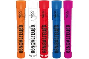 ‎NICO EUROPE Bengalfeuer je 5 Stück in Rot Blau Gelb Grün Orange Pink Weiß von NICO Europe mit Anhänger (Mix)
