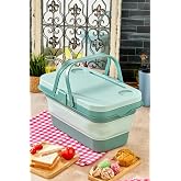 Folding Picnic Basket with Coffee Table - 3 Tiers, Multifunctional Camping Bag, Portable and Lightweight, Foldable Table, Storage and Carry