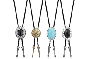 Milacolato 4 Pièces Cravate et Collier Western Cowboy En Cuir Costume Halloween Accessoires À La Main