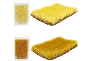Attuslla 2 Paquet Artificielle Modèle Touffe, Touffe d'herbe Statique Herbe Modèle Arbres Gazon Lichen pour Feuillage pour DIY Railway Train Paysage du Paysage, Jaune