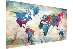 AIMUFAN Diamond Painting Bilder Set Erwachsene,80x40 CM/31,5x15,7 Zoll 5D Diamant Painting Kinder Junge Mädchen mit Zubehör Stifte,Groß XXL Weltkarte Für Schlafzimmer Wohnzimmer Dekoration