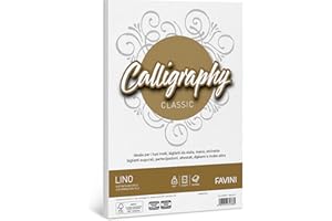 Favini A690614 Calligraphy Lino colore Bianco 50 cartoncini da 200 gr/m2 formato A4 21x29,7 cm ideali per Inviti Partecipazioni Diplomi Menù Made in Italy