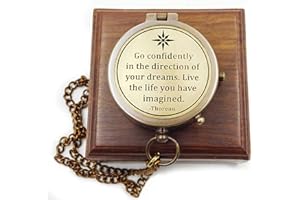 KHUMYAYAD Bussola in ottone antico con incisione "Go Confidently in The Direction of Your Dreams" – Bussola regalo con scatola di legno – Motivazione & Laurea Regalo