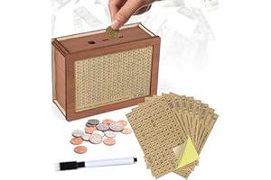 ‎KKLUNO Kkluno Spardose Holz – Wiederverwendbare Sparbox mit Zähler & Ankreuzfeldern, Geldbox für 500–10.000 €, Spardose Erwachsene & Kinder zum Geld sparen, Sparziel-Kasse für Zuhause & Büro