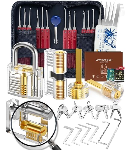 Set di grimaldelli pieghevoli 7 in 1, apri rapidi, in acciaio inox, con gancio singolo, strumento per fabbro, picker, picker