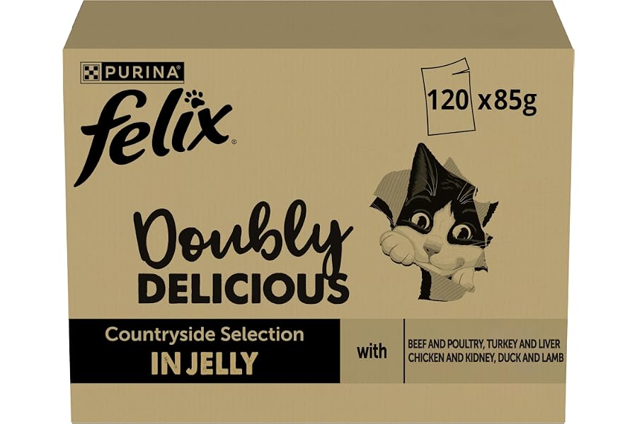 FELIX Doppelt Lecker Nassfutter für Katzen Geschmacksvielfalt vom Land 120 Beutel