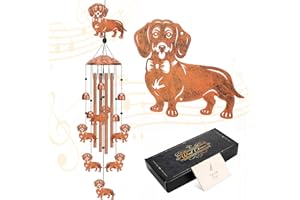 Meng Jiaran Dachshund Dog Wind Chimes for Outside, Metal Windchimes for Garden Decor, 34.25 Inch Dachshund Gift for Women Men, Dog Lovers, Christmas Birthday Gifts for Patio, Porch, Yard Decor