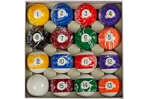 Collapsar Deluxe 2-1/4" Billiard Pool Balls Marble-Swirl Style Billiards Ball Complete 16 Ball Set (Several Style Available)