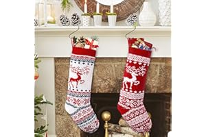 VDSOW Calze Natale da Appendere Set di 2, Calze Natalizie da Appendere Calze Befana Vuote Grandi Personalizzate, Stivali di Babbo Natale da riempire Calze da Appendere Camino Albero di Natale Decorazione