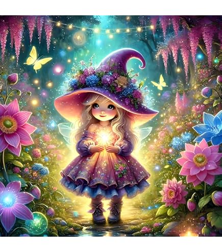 GDYEEH 5D Fille Elfe Peinture Diamant Painting Kit, DIY Dessin
