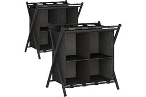 Huhote Luggage Rack Stand with storage, Guest Room Folding Suitcase Stands Holds up to 120 lb, Folding Luggage Rack Space Saving Suitcase Holders for guest room, Bedroom Hotel, 2 x Black