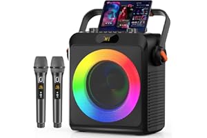 JYX Karaoke con 2 micrófonos, Altavoz Karaoke Bluetooth y Luces de DJ para Adultos y niños, PA Sistema con micrófono Karaoke Profesional portátil para Fiestas en casa, al Aire Libre