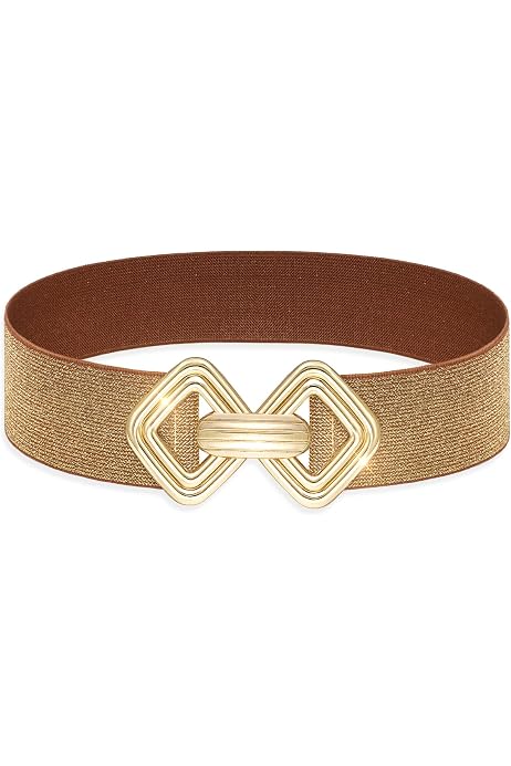 Ceinture Large Élastique Femme Dorée - Ajustable 70-105 Cm, Boucle Métallique, Pour Robe, Jean, Tenue élégante - 12