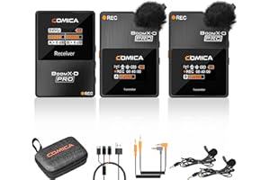 comica BoomX-D2 Pro kabelloses Krawattenmikrofon, 2,4 G, Dual-Kanal, kabelloses Mikrofonsystem mit internem Speicher 16 G, Wireless Go Mikrofon für Interview YouTube Vlog TikTok
