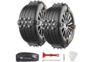 Oziral Cadenas de nieve universales para invierno, 8 unidades, 165 – 255 mm, ajustables, fáciles de montar, duraderas, para coche, camión, SUV, carretera, nieve, carreteras, carreteras, color negro