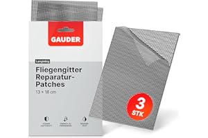 GAUDER Fliegengitter Reparatur Sticker - Insektenschutzgitter Reparatur Set aus Glasfaser selbstklebend - Reparaturklebeband für Fliegengitter Tür und Fenster (3 Stück - 130 x 180 mm)