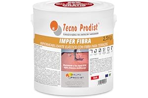 Tecno Prodist IMPER FIBRA (2,5 Kg, ROJO) Pintura Terrazas Impermeabilizante y elástica con Fibras Incorporadas - Gran cubrición - (A Rodillo o brocha, disponible en color rojo o blanco)