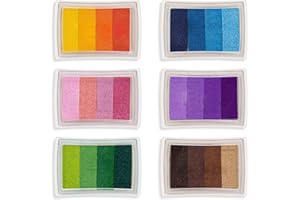 ANCWZOZ Craft Ink Pad, Set of 6 Washable DIY Stamp Ink Pads for Kids, 24 Colors
