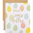 Hallmark Easter Card, Cute Easter Card, Easter Card with Envelope, Pastel Easter Eggs Design, White, Pink, Green, Blue