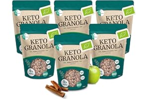 Go-Keto BIO Keto Granola Apple Cinnamon 6x 290g - Low Carb Keto Muesli per una deliziosa colazione keto, con scaglie di cocco, noci, frutta, semi di girasole e semi di zucca, vegan, senza glutine