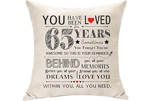 Hasodeo 65th Birthday Decoration Gifts for 65 Years Old Women Men Fabulous Cushion Cover for Women Turning 65th Birthday Gifts for Wife Mum Sister Aunt Friends Coworker Her Birthday Present (65)